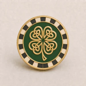 CB Supporter Pin – Black White Hoops Gold Crest