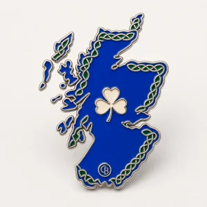 CB Scotland Map Shamrock Enamel Pin