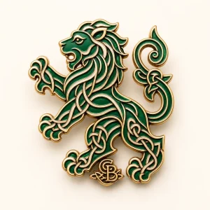 CB Green Lion Knot Enamel Pin