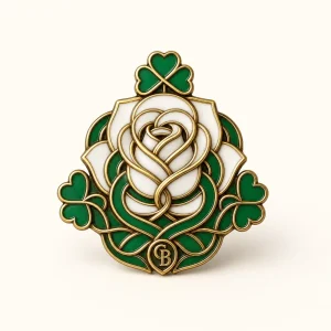 CB Glasgow Rose Shamrock Enamel Pin